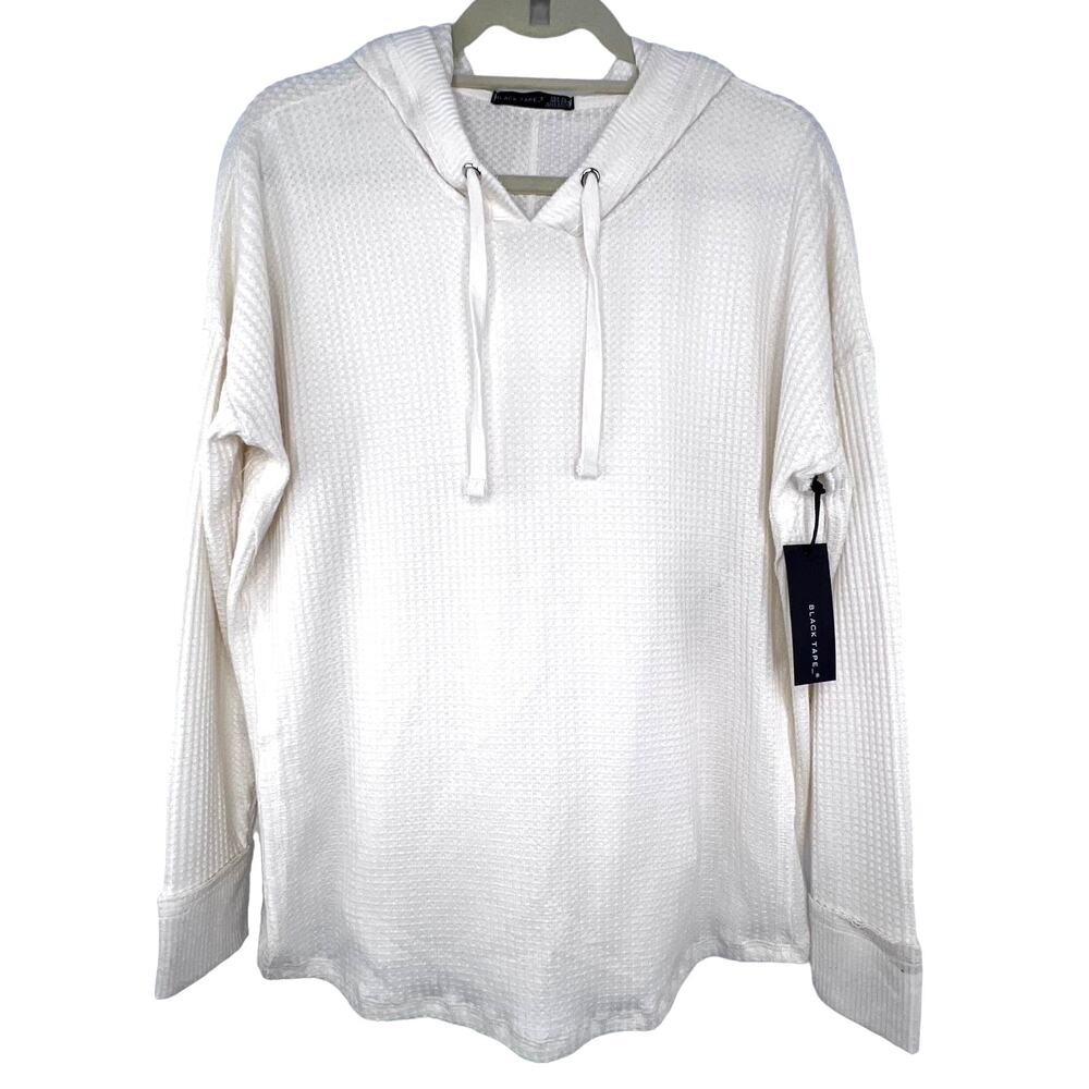 New Black Tape_ Size XL Cream Long Sleeve Hooded Pullover Sweater
